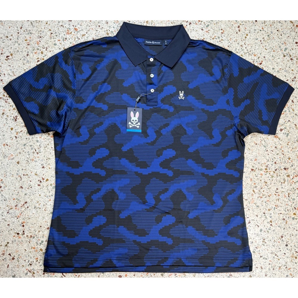 Psycho Bunny Men's Huston Sport AOP Short Sleeve Polo Shirt Size 2XL